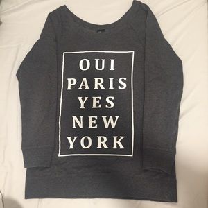 H&M Charcoal Grey Graphic Longline Sweatshirt